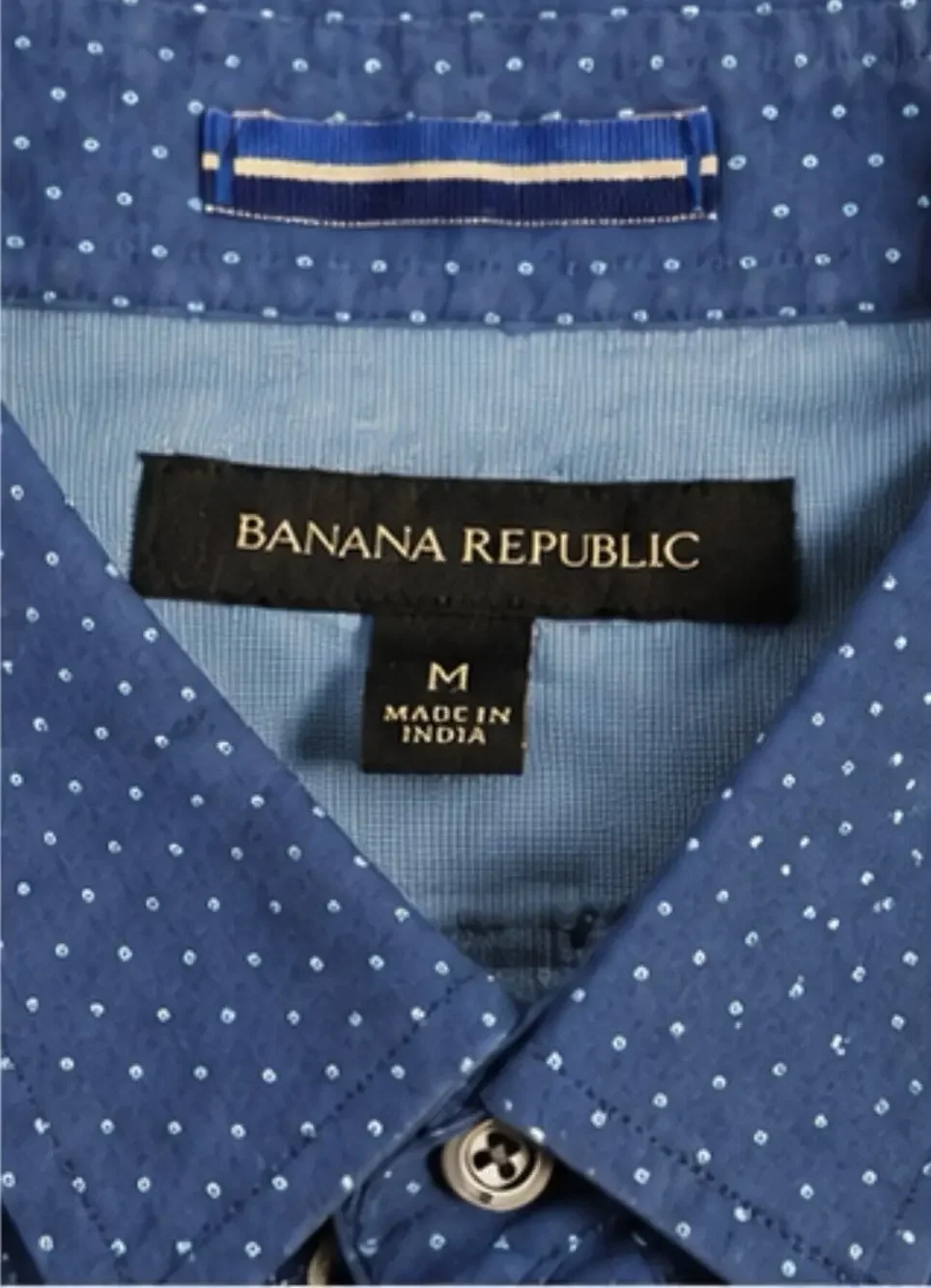 Banana Republic Men’s M Blue Dot Short Sleeve Button Up Shirt